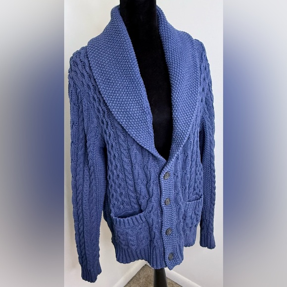 Brooks Brothers preppy cable knit cardigan sweater shawl collar button close M - Picture 6 of 13
